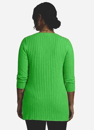 Infinita Cor - Cardigan Feminino Canelado Verde - INFINITA COR