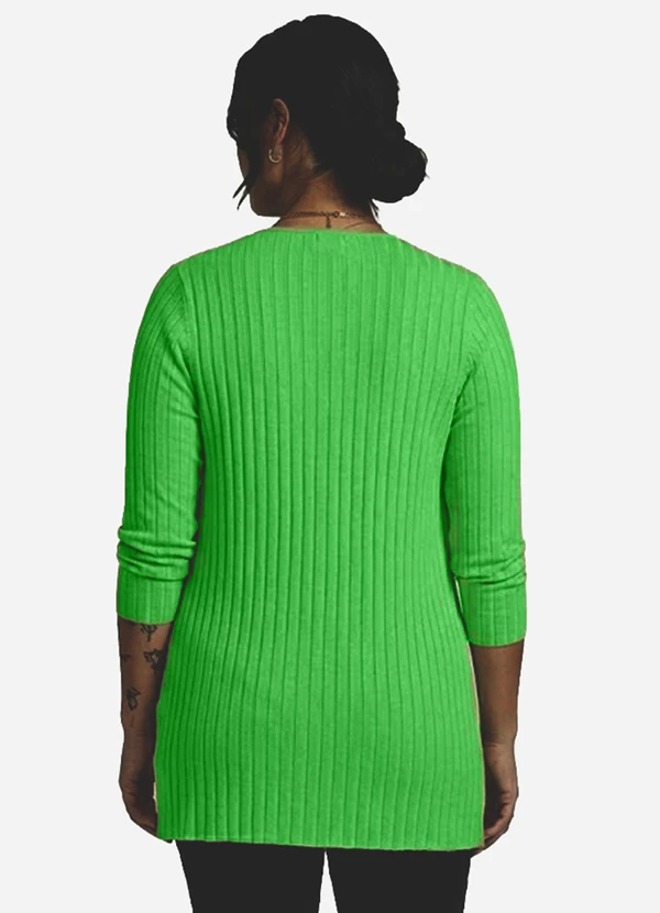 Infinita Cor - Cardigan Feminino Canelado Verde 2