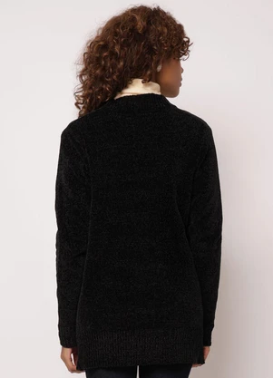 Torra - Cardigan Feminino Chenille com Botões Preto - TORRA