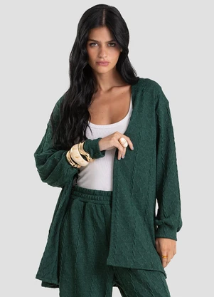 Dianna - Cardigan Feminino em Malha Tricot Rustic Verde - DIANNA