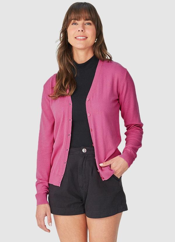 Malwee - Cardigan Feminino em Tricô Rosa