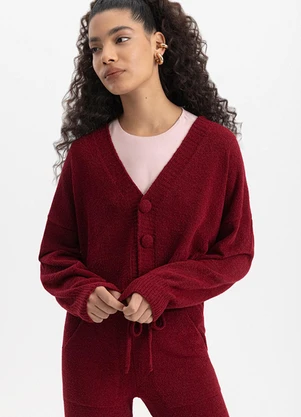 Essendi - Cardigan Feminino em Tricot Bordô - ESSENDI