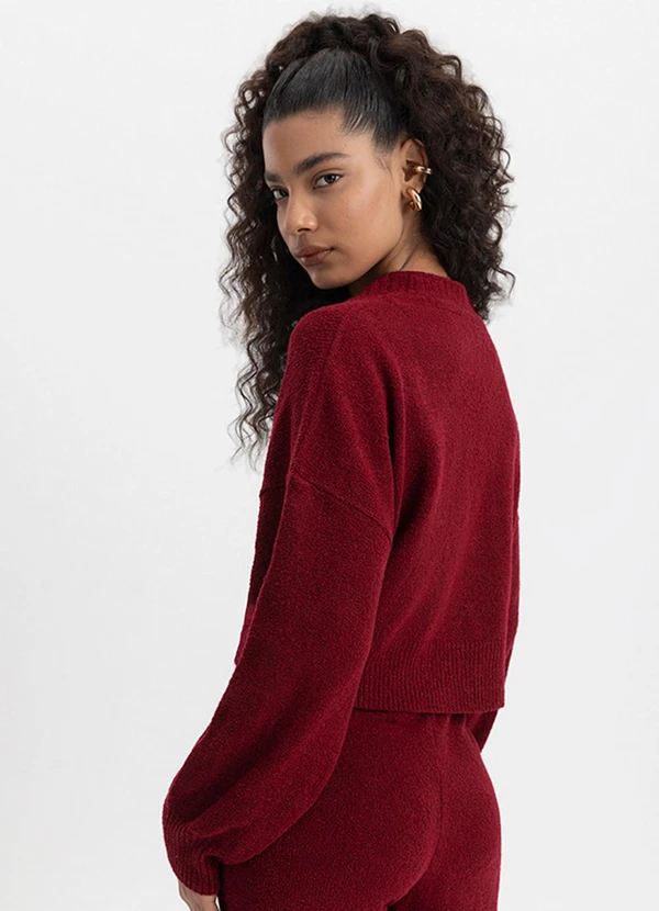 Essendi - Cardigan Feminino em Tricot Bordô 2