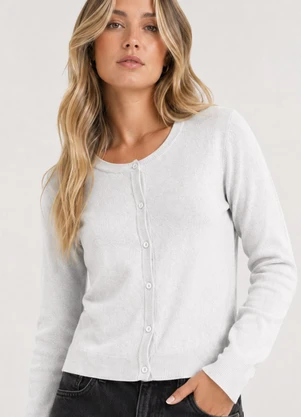 Infinita Cor - Cardigan Feminino em Tricot Branco - INFINITA COR