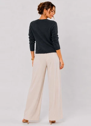 Infinita Cor - Cardigan Feminino em Tricot Cinza - INFINITA COR