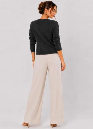 Infinita Cor - Cardigan Feminino em Tricot Cinza - INFINITA COR