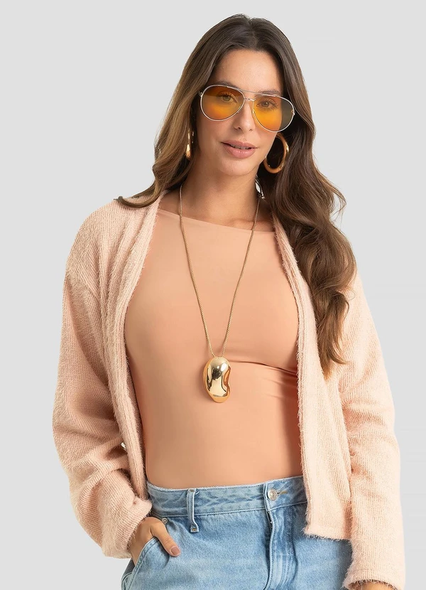Dianna - Cardigan Feminino em Tricot Felpudo Rosa