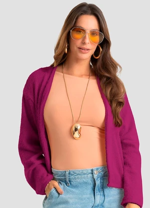 Dianna - Cardigan Feminino em Tricot Felpudo Roxo - DIANNA