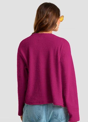 Dianna - Cardigan Feminino em Tricot Felpudo Roxo - DIANNA