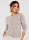Infinita Cor - Cardigan Feminino em Tricot Rosa - variação: Marrom