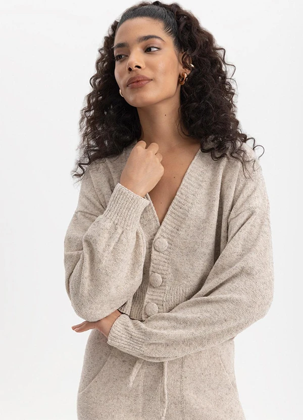 Essendi - Cardigan Feminino em Tricot Natural