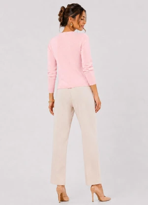 Infinita Cor - Cardigan Feminino em Tricot Rosa - INFINITA COR