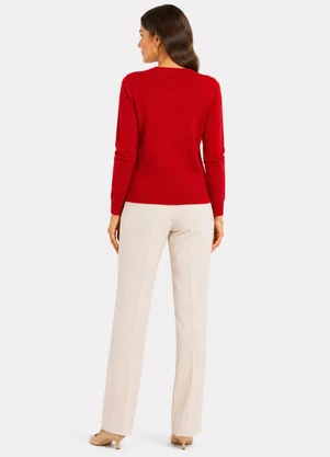 Infinita Cor - Cardigan Feminino em Tricot Vermelho - INFINITA COR