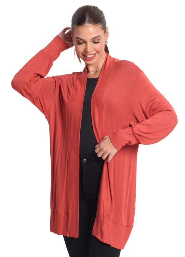 Rovitex - Cardigan Feminino Liso Marrom