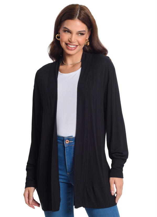Rovitex - Cardigan Feminino Liso Preto