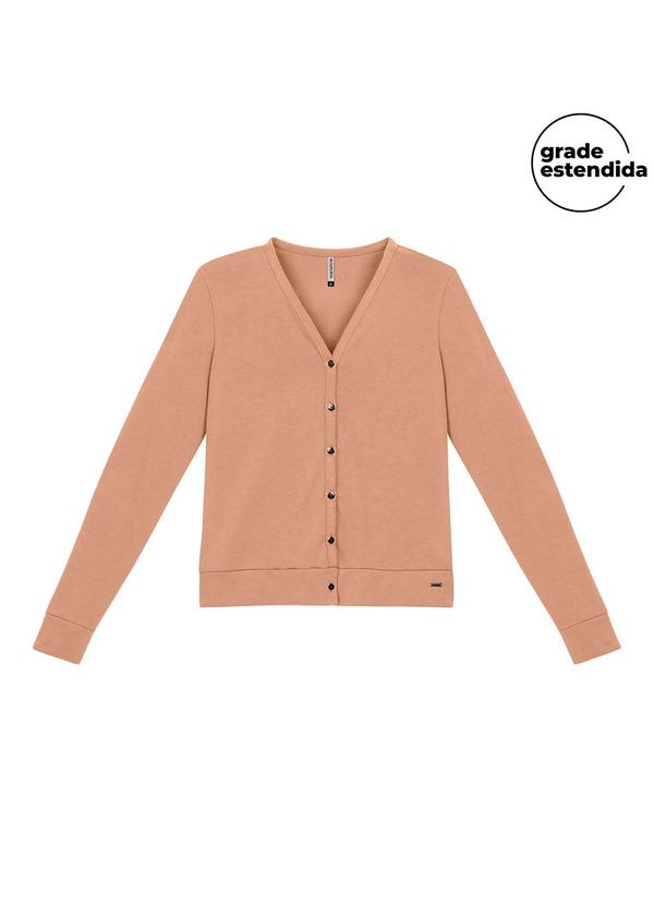 Marialícia - Cardigan Feminino Malha Tricô Clássico Marrom