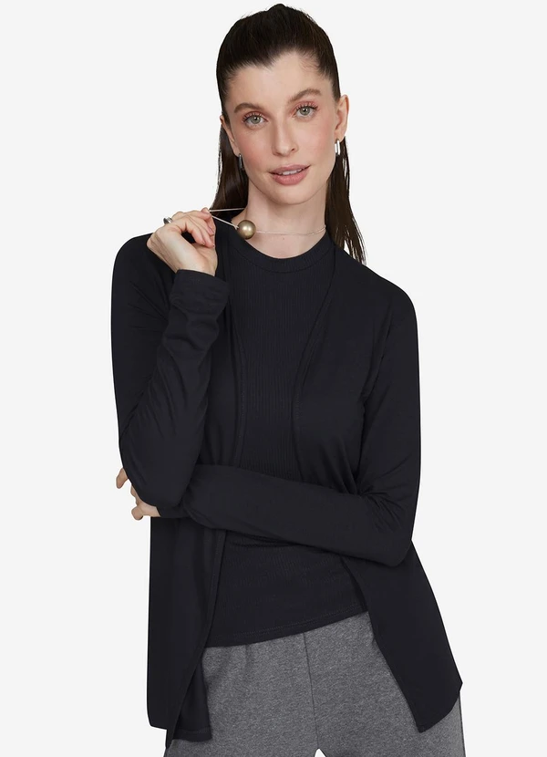 Basicamente - Cardigan Feminino Preto