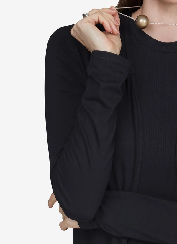 Basicamente - Cardigan Feminino Preto 2