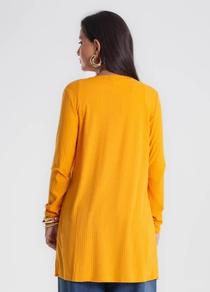 Endless - Cardigan Feminino Ribana Canelada Amarelo - ENDLESS