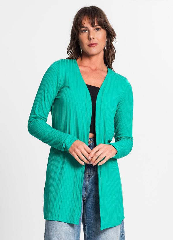 Endless - Cardigan Feminino Ribana Canelada Verde