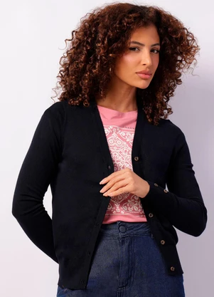 Torra - Cardigan Feminino Tricô com Botões Marinho - TORRA