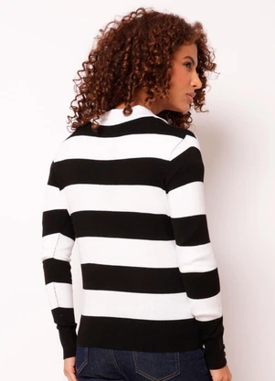 Torra - Cardigan Feminino Tricô Listrado Preto - TORRA