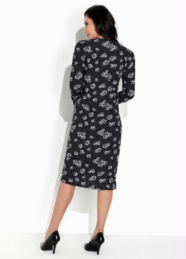 Rosalie - Cardigan Floral Preto Alongado 4