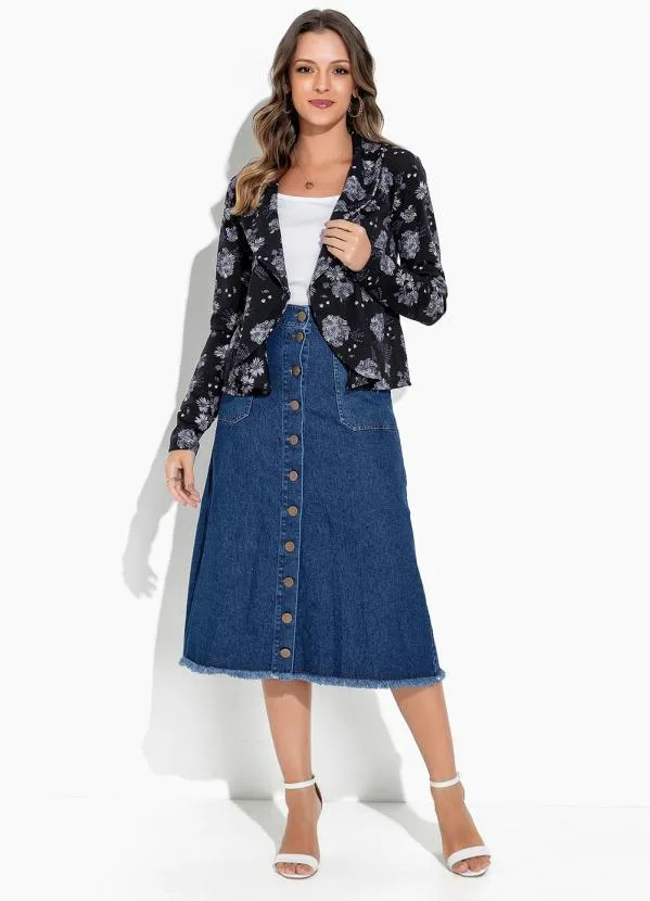 Rosalie - Cardigan Floral Preto com Gola 3