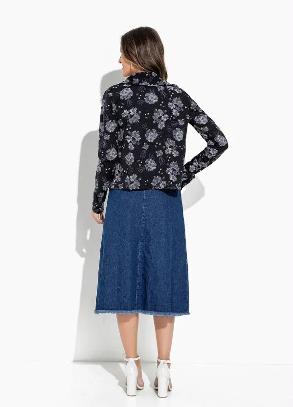 Rosalie - Cardigan Floral Preto com Gola 4