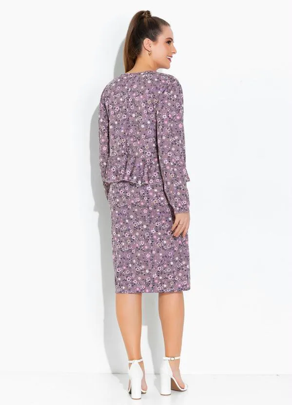 Rosalie - Cardigan Floral Roxo com Babado 5