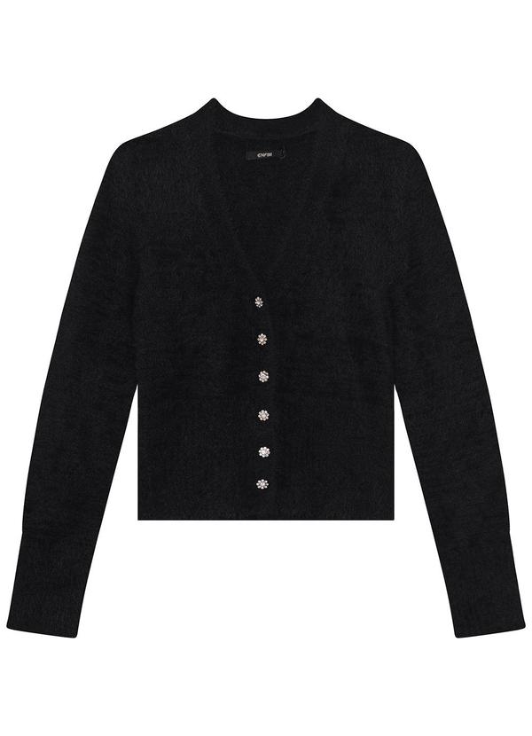 Enfim - Cardigan Justo em Tricô Preto