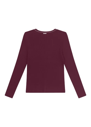 Enfim - Cardigan Justo em Tricot Bordô - ENFIM