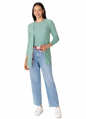 Malwee - Cardigan Justo Térmico Verde Turquesa - MALWEE