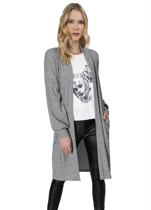 Rovitex - Cardigan Longo Cinza