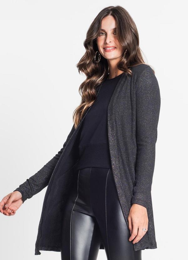 Rovitex - Cardigan Longo Feminino Preto