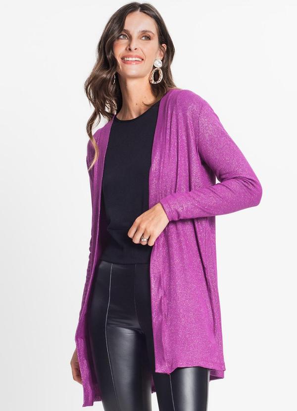 Rovitex - Cardigan Longo Feminino Roxo