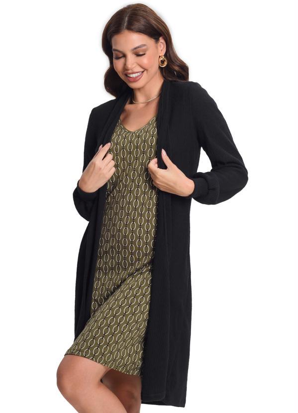 Rovitex - Cardigan Longo Preto