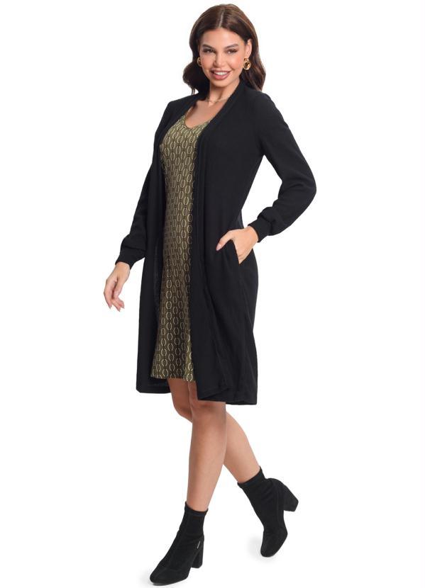 Rovitex - Cardigan Longo Preto 3