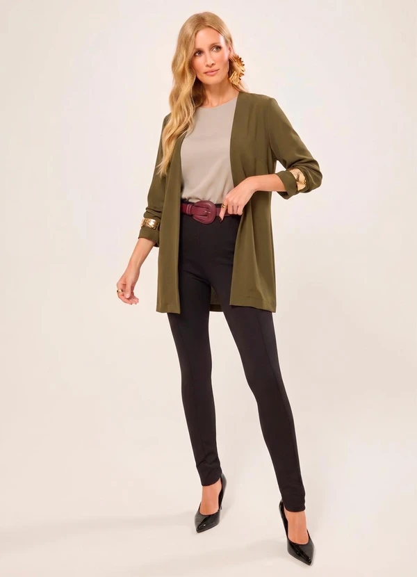 Naguchi - Cardigan Malha Texture Verde Cacto