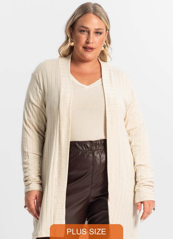 Secret Glam - Cardigan Plus Size Feminino Bege