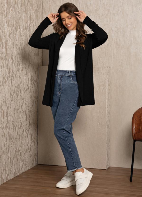 Quintess - Cardigan Preto com Fendas 3