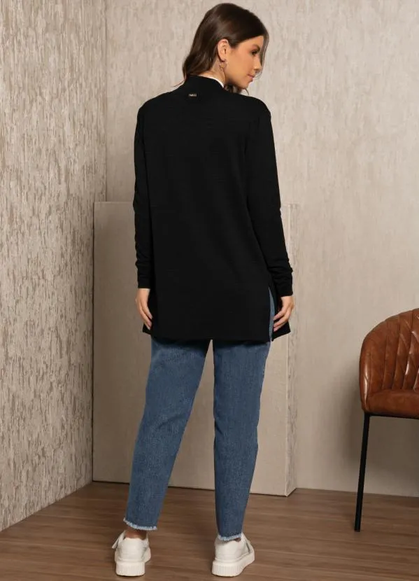 Quintess - Cardigan Preto com Fendas 4