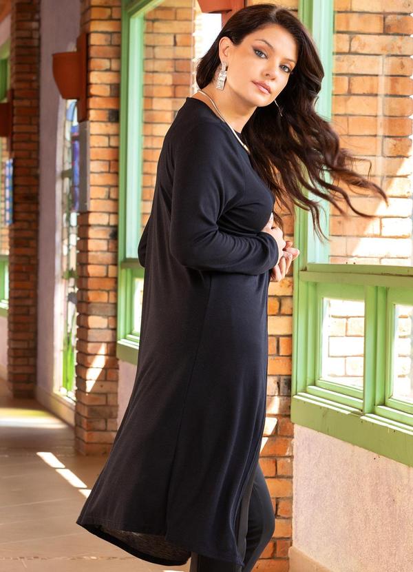 Quintess - Cardigan Preto em Malha Tricô 2