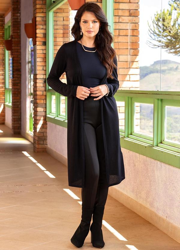 Quintess - Cardigan Preto em Malha Tricô 3