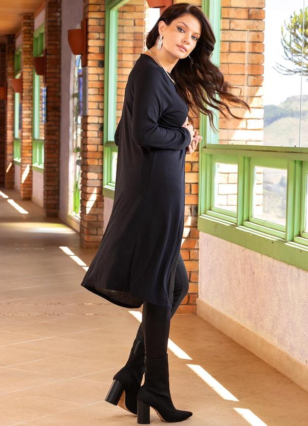 Quintess - Cardigan Preto em Malha Tricô 4