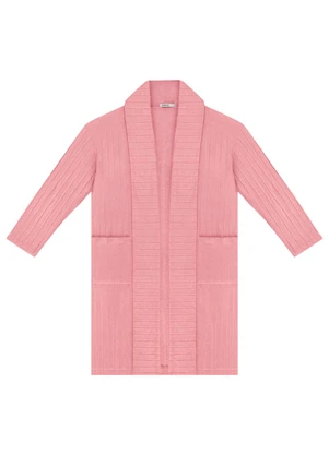 Endless - Cardigan Tricot Alongado Feminino Rosa - ENDLESS