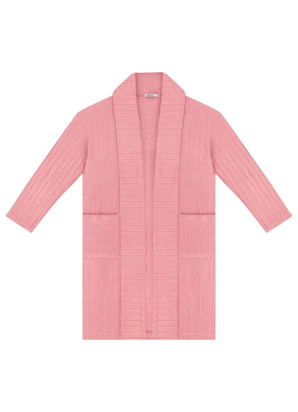 Endless - Cardigan Tricot Alongado Feminino Rosa