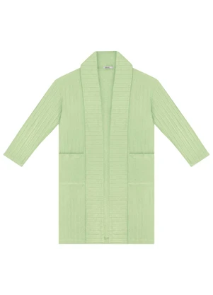 Endless - Cardigan Tricot Alongado Feminino Verde - ENDLESS