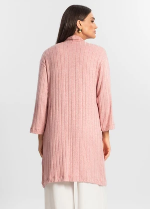 Endless - Cardigan Tricot Alongado Feminino Rosa - ENDLESS
