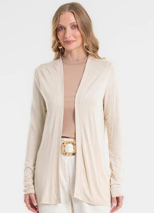 Rovitex - Cardigan Visco Tricot Básico Bege - ROVITEX